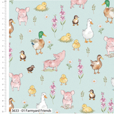 The Craft Cotton Co. 100% Cotton Farmyard Friends Family Cotton Fabric 110cm Wide Fabric for Quilting, Dressmaking, Patchwork